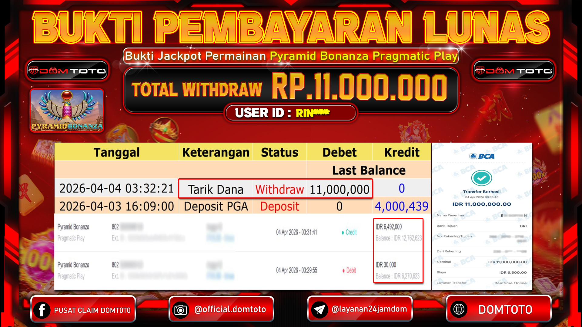 JACKPOT SLOT Pyramid Bonanza Pragmatic Play 04 APRIL 2026